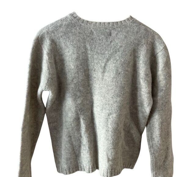 Y2K VINTAGE Abercrombie and Fitch V neck grey oatmeal wool sweater size medium - Picture 2 of 7